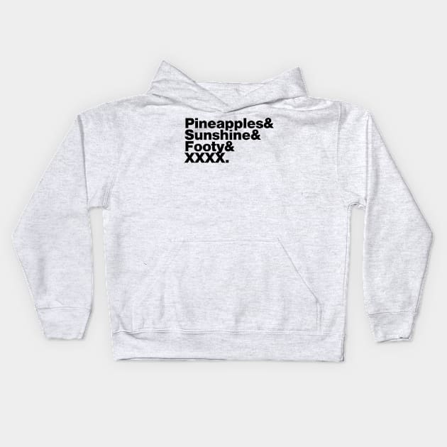 Queensland (XXXX black print) Kids Hoodie by Simontology